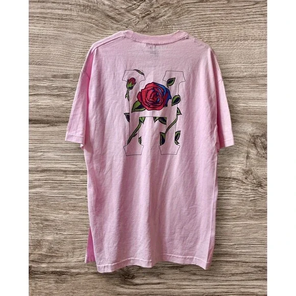 NEW HUF WORLDWIDE Pink with Rose Graphic T Shirt SIZE Large - Picture 6 of 12